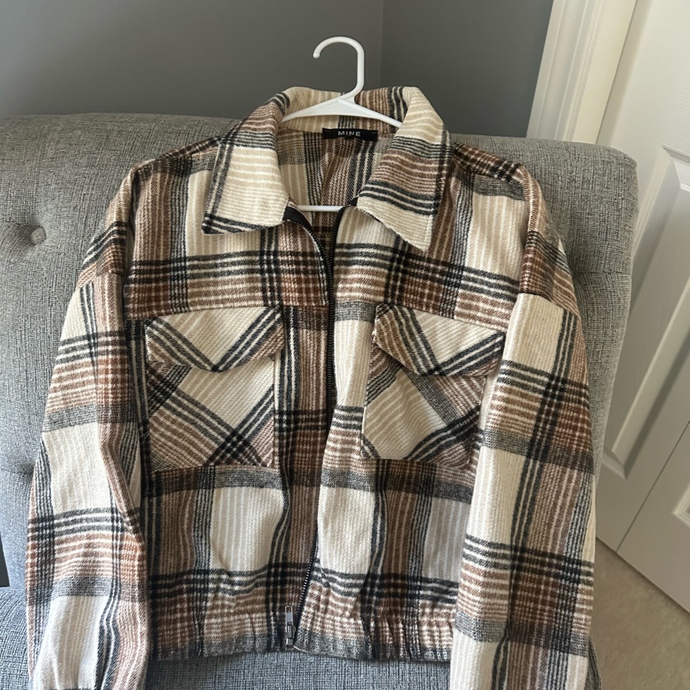 Cropped Flannel Jacket